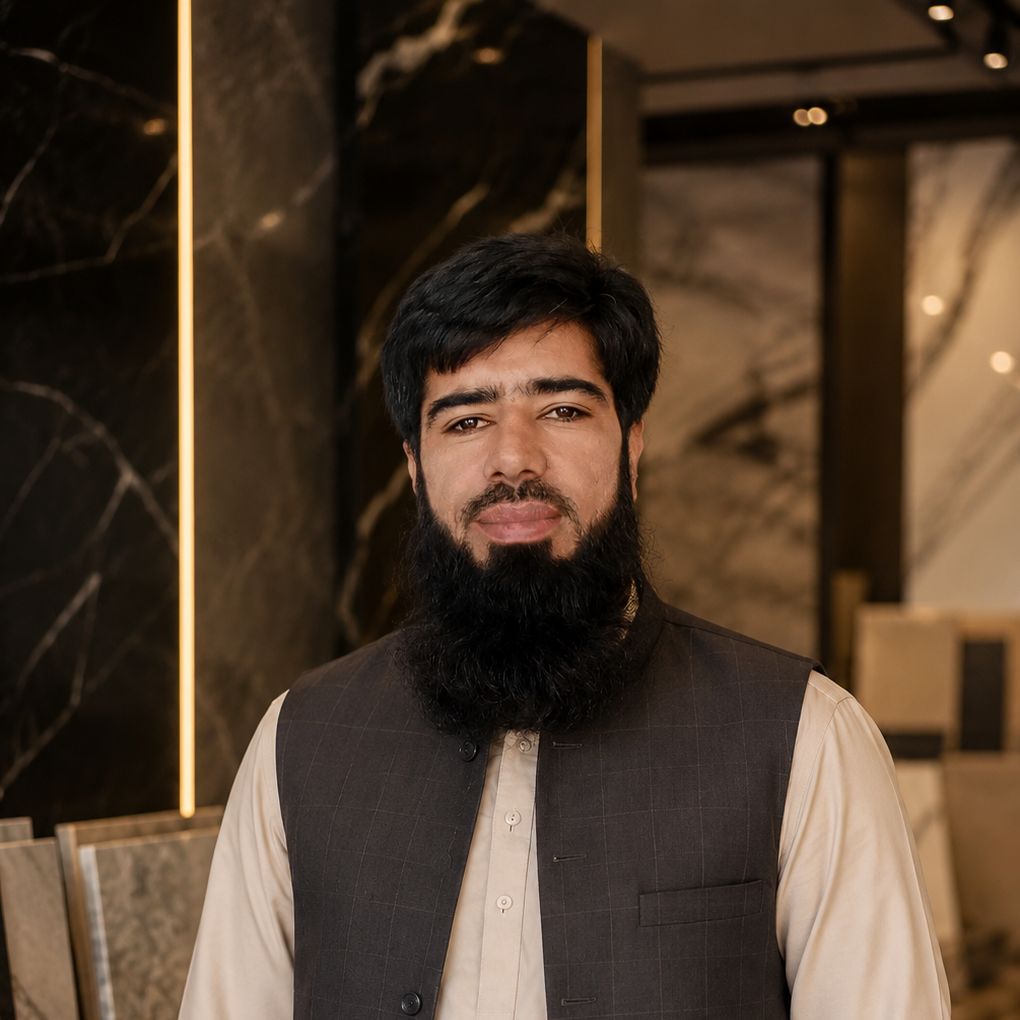 Ghufran Khan, Founder and CEO of Modern Tiles, at the showroom