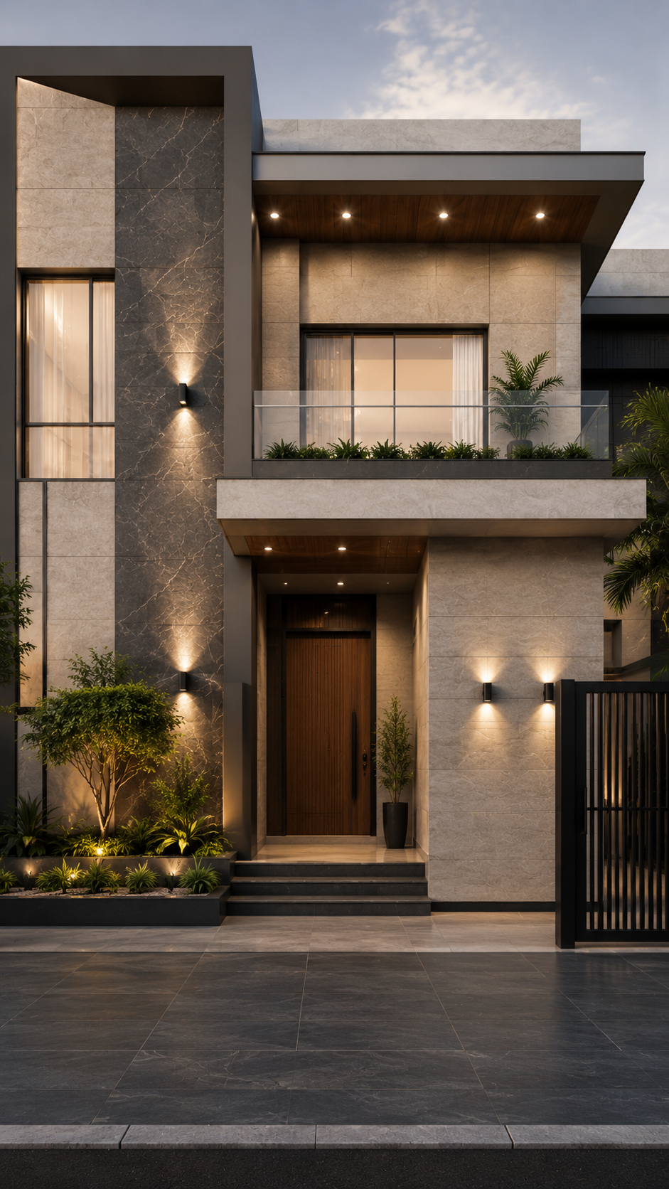Front elevation of a house finished with Modern Tiles facade tiles