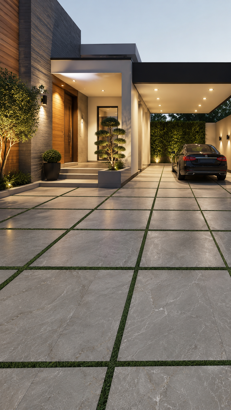 Outdoor and parking area finished with tough Modern Tiles